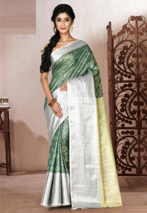 Kanchipuram Saree in Dark Teal Green