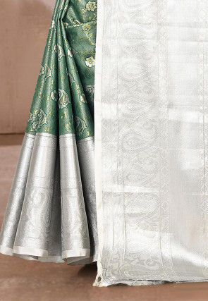 Kanchipuram Saree in Dark Teal Green