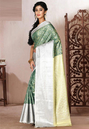 Kanchipuram Saree in Dark Teal Green