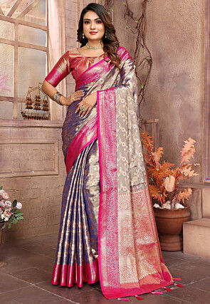 Kanchipuram Saree in Dusty Blue