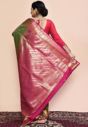 Kanchipuram Saree in Green and Golden