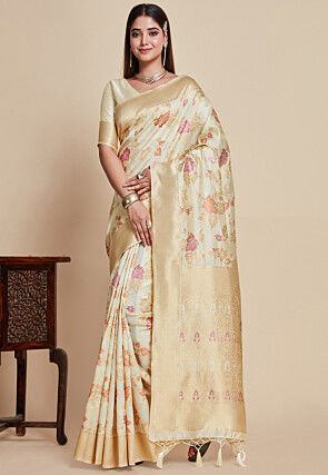 Kanchipuram Saree in Light Beige
