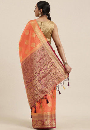 Kanchipuram Saree in Light Orange