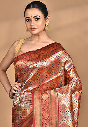 Kanchipuram Saree in Maroon and Golden