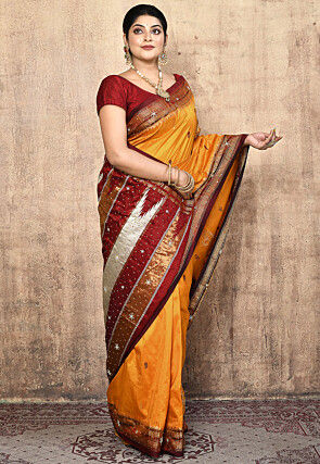 Pure Silk Kanchipuram Saree in Mustard