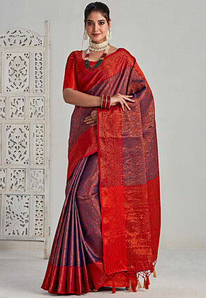 Buy Rose Red Kanchipuram Saree For Women Online