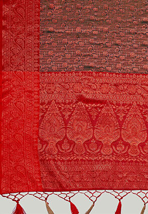 Kanchipuram Saree in Navy Blue and Red