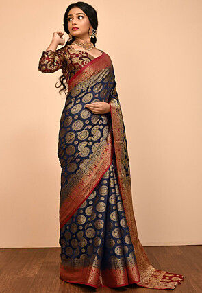 Kanchipuram Saree in Navy Blue