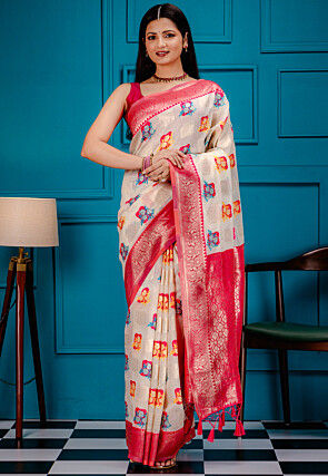Kanchipuram Saree in Off White