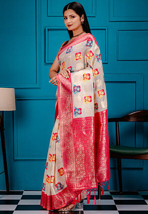 Kanchipuram Saree in Off White