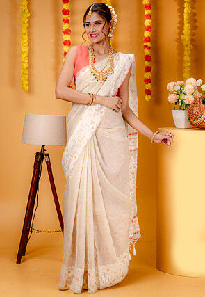 Kanchipuram Saree in Off White