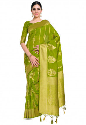 Kanchipuram Saree in Olive Green