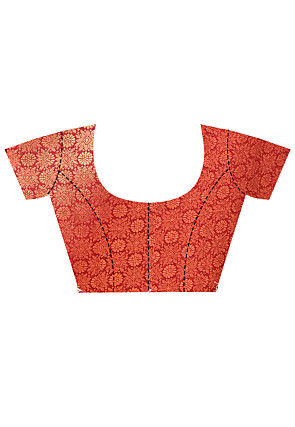 Kanchipuram Saree in Orange and Golden