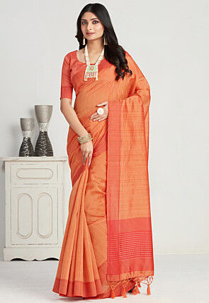 Kanchipuram Saree in Pastel Orange