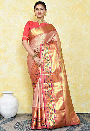 Kanchipuram Saree in Peach