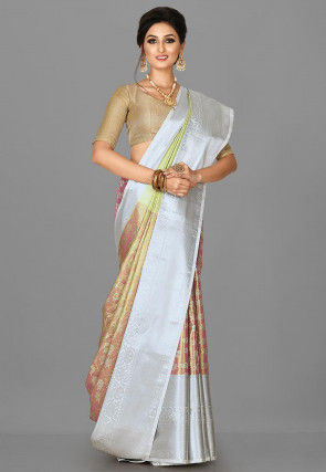 Kanchipuram Saree in Pink and Golden