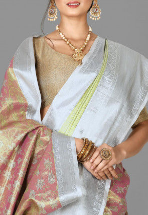 Kanchipuram Saree in Pink and Golden
