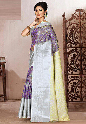 Pre-stitched Kanchipuram Saree in Purple
