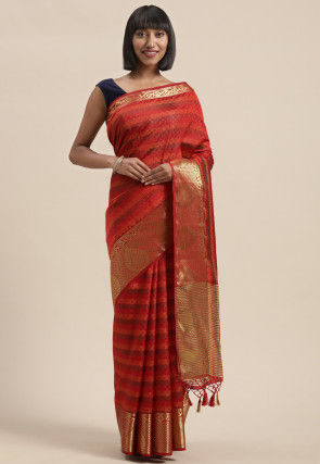 Buy the elegant Chilli Red Banarasi Butti Saree online-Karagiri