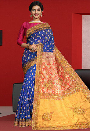 Royal Blue Color Zari Woven Kanjivaram Pure Silk Jacquard Saree