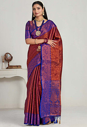 Kanchipuram Saree in Rust