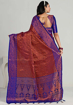 Kanchipuram Saree in Rust