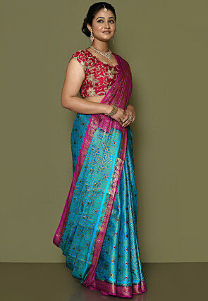 Kanchipuram Saree in Sky Blue