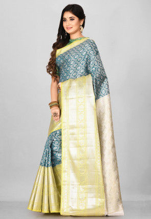 Kanchipuram Saree in Teal Blue