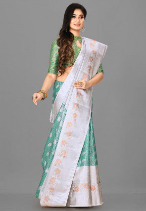 Kanchipuram Saree in Teal Green