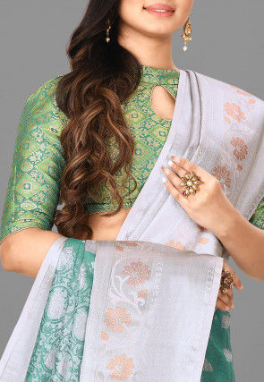 Kanchipuram Saree in Teal Green