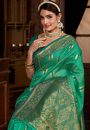 Kanchipuram Saree in Teal Green