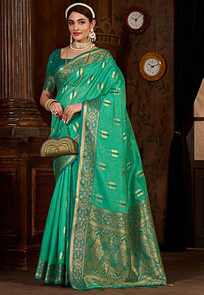 Kanchipuram Saree in Teal Green