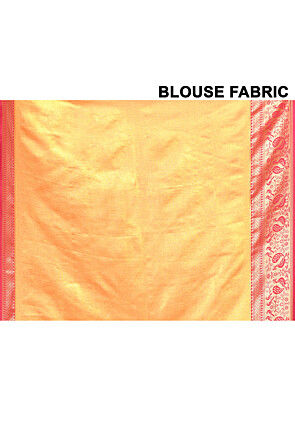 Kanchipuram Saree in Yellow and Silver Dual Tone