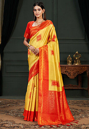 Kanchipuram Saree in Yellow