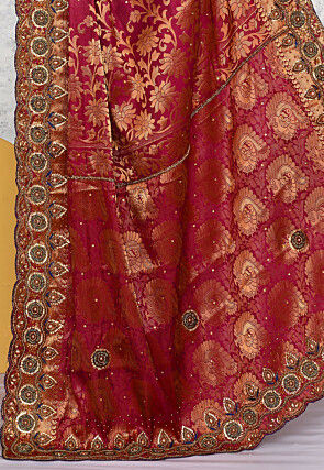 Kanchipuram Scalloped Saree in Olive Green