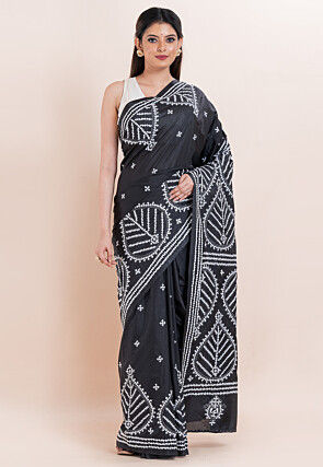 Kantha Art Silk Saree in Black