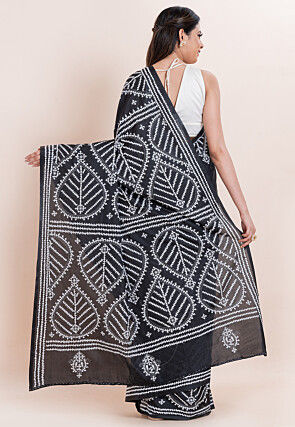 Kantha Art Silk Saree in Black