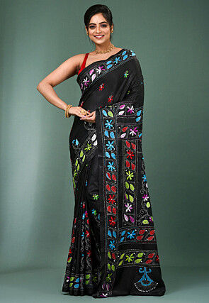 Kantha Art Silk Saree in Black