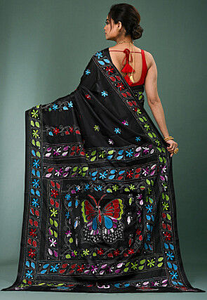 Kantha Art Silk Saree in Black