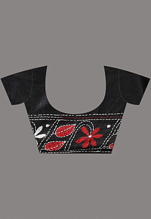 Kantha Art Silk Saree in Black