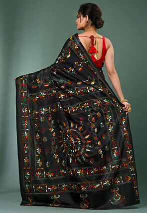 Kantha Art Silk Saree in Black