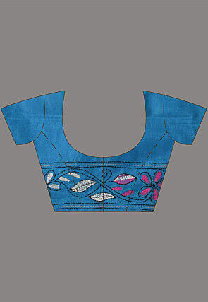 Kantha Art Silk Saree in Blue