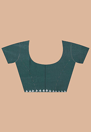 Kantha Art Silk Saree in Dark Green