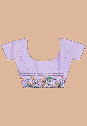 Kantha Art Silk Saree in Light Purple