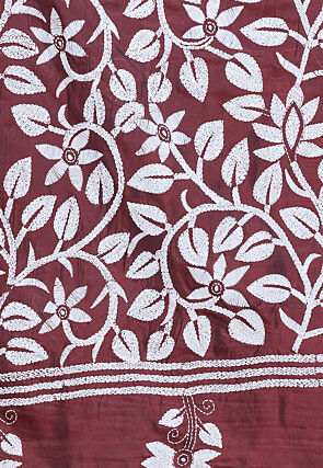 Kantha Art Silk Saree in Maroon