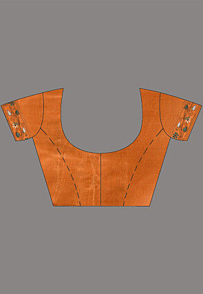 Kantha Art Silk Saree in Orange