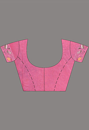 Kantha Art Silk Saree in Pink