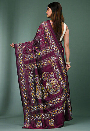 Kantha Art Silk Saree in Purple