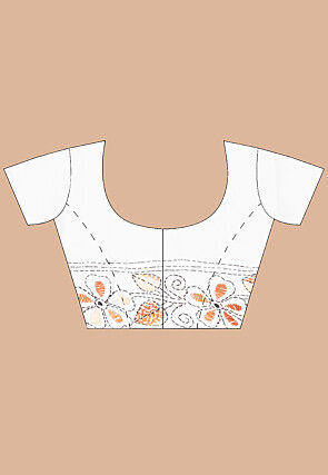 Kantha Art Silk Saree in White