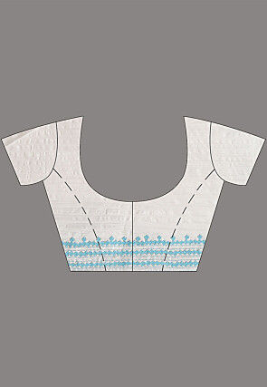 Kantha Art Silk Saree in White